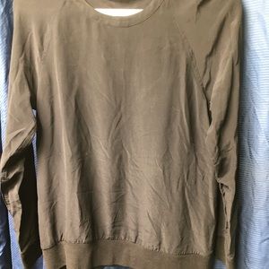 Equipment Black Silk Top with Knit Trim